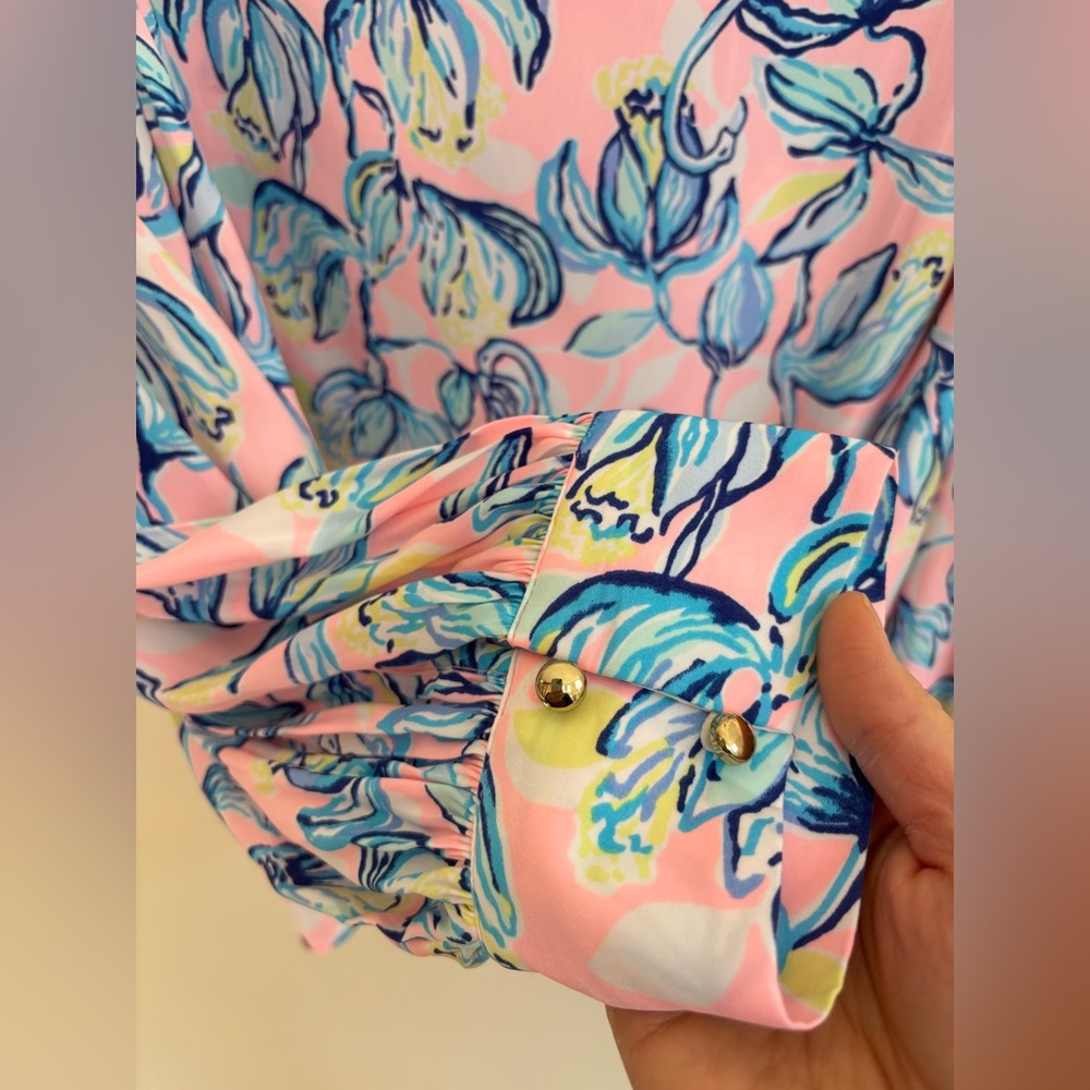 NEW!! Lilly Pulitzer, Floral Pink and Blue Women's Top, size S - Picture 5 of 9
